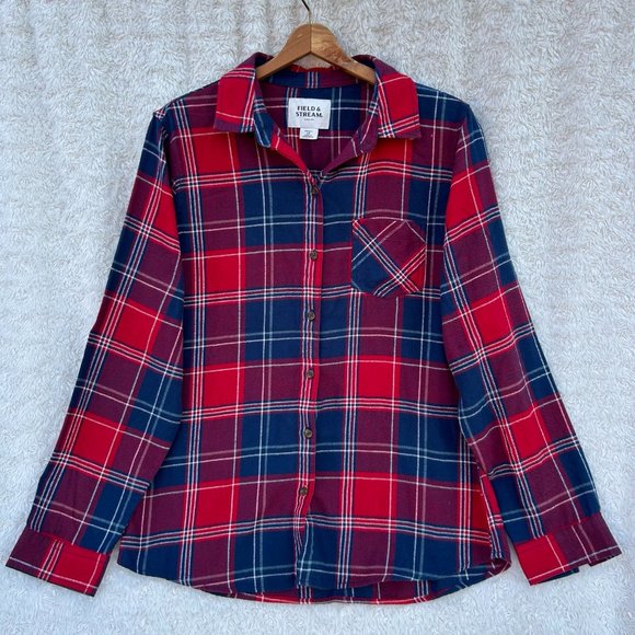 Field‎ & Stream Women's Flannel Button Down Size Large - Picture 1 of 6